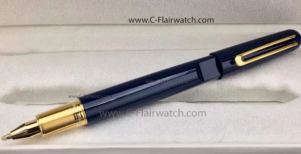 Replica Montblanc M Rollerball Pen:Blue Resin Gold Clip